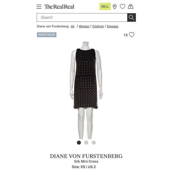 Diane von Furstenberg Ella Silk Mini Dress Size 6 Faceted Crystals Chiffon Black - Picture 11 of 11